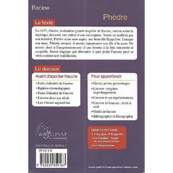"Phèdre" Racine/ Petits Classiques Larousse/ Très bon état/ 2014/ Livre poche
