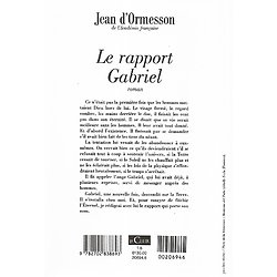 "Le rapport Gabriel" Jean d'Ormesson, de l'Académie Française/ Excellent état/ 1999/ Livre broché