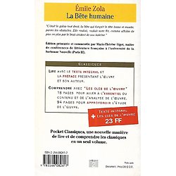 "La Bête humaine (Les Rougon-Macquart, Tome 17)" Emile Zola/ Pocket/ 1998/ Livre poche