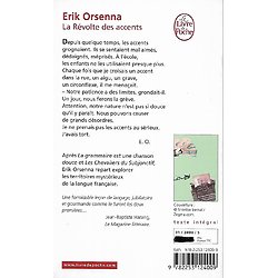 "La révolte des accents" Erik Orsenna/ Excellent état/ 2008/ Livre poche