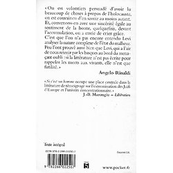 "Si c'est un homme" Primo Levi/ Très bon état/ 2003/ Livre poche