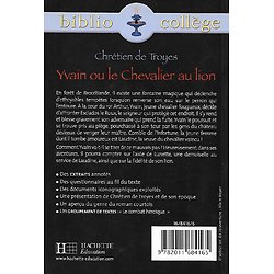 "Yvain ou le Chevalier au lion" Chrétien de Troyes/ BiblioCollège/ Hachette/ Bon état d'usage/ Livre poche