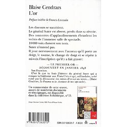 "L'or" Blaise Cendrars/ Folio/ Bon état/ 1998/ Livre poche