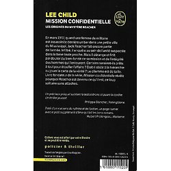 "Mission confidentielle" Lee Child/ Très bon état/ 2022/ Livre poche