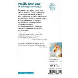 "Le sabotage amoureux" Amélie Nothomb/ Bon état/ 2013/ Livre poche 