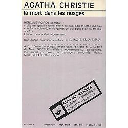 "La mort dans les nuages" Agatha Christie/ Editions du Masque/ Bon état/ 1978/ Livre poche