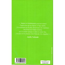 "Ni d'Eve ni d'Adam" Amélie Nothomb/ Très bon état/ 2007/ Livre broché