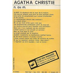 "N ou M?" Agatha Christie/ Club des masques/ Etat correct/ 1979/ Livre poche   