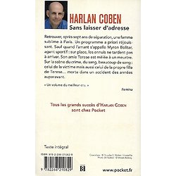 "Sans laisser d'adresse" Harlan Coben/ Bon état/ 2011/ Livre poche
