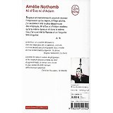 "Ni d'Eve ni d'Adam" Amélie Nothomb/ Très bon état/ 2009/ Livre poche