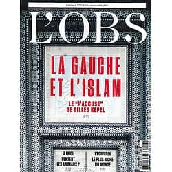 L'OBS n°2713 03/11/2016  La gauche et l'islam/ L'intelligence animale/ James Patterson/ Cette France qui veut s'armer/ Louis Garrel en Godard