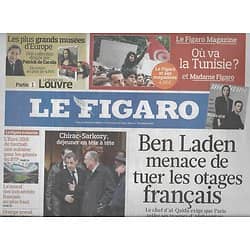 LE FIGARO n°20675 22/01/2011 BEN LADEN MENACE LA FRANCE/ HULOT/ GOOGLE/ CHAMBORD