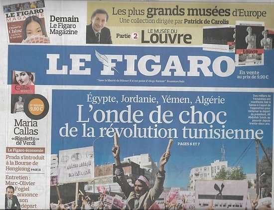 LE FIGARO n°20680 28/01/2011 REVOLUTION TUNISIENNE/ ESPAGNE RETRAITE/ SPECIAL BD/ NEW YORK TIMES