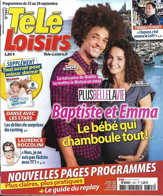 TELE LOISIRS n°1647 23/09/2017  Plus belle la vie/ Pesquet/ Irma/ Grace de Monaco/ G.Canet/ Sommeil