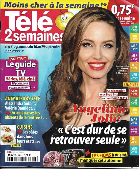 TELE 2 SEMAINES n°358 16/09/2017  Angelina Jolie/ Mireille Darc/ JO 1924/ Héros de séries & transport