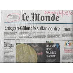 LE MONDE n°22265 14/08/2016  Les Bleux aux JO Rio/ Erdogan vs Gülen/ L.Ferrari/ Hugo/ Groenland avec Autissier/ Catholiques & Islam