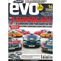 EVO n°83 octobre 2013  7 Supercars à conduire une fois dans sa vie/ Jaguar C-X75/ Roadsters sport