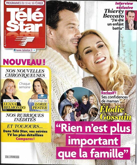 TELE STAR n°2158 10/02/2018  Elodie Gossuin/ T.Beccaro/ Léa François/ S.Bern/ Mika/ Riner/ Mandela/ Kendji