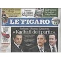 LE FIGARO n°20746 15/04/2011  Libye: tribune de Sarkozy-Obama-Cameron/ Cannes 2011/ Biocarburants/ Boom des tablettes
