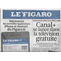 LE FIGARO n°20871 09/09/2011  11 Septembre, 10 ans après/ Coupe du monde de Rugby: XV de France/ Canal+