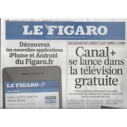LE FIGARO n°20871 09/09/2011  11 Septembre, 10 ans après/ Coupe du monde de Rugby: XV de France/ Canal+