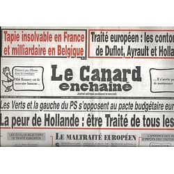 LE CANARD ENCHAINE n°4796 26/09/2012  Traité européen: les contorsions des Verts et du PS/ Tapie riche failli de France