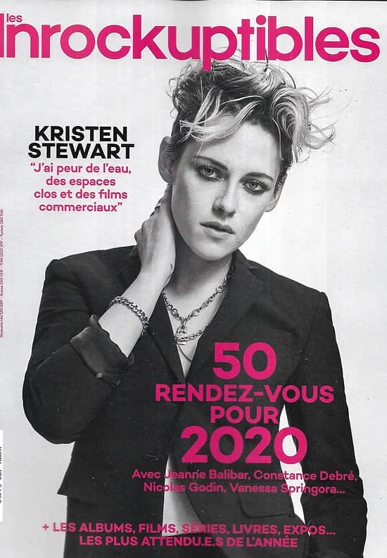 LES INROCKUPTIBLES n°1258 08/01/2020  Kristen Stewart/ 50 rdv pour 2020/ Jeanne Balibar/ Constance Debré/ "The Witcher"/ Nicolas Godin