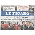 LE FIGARO n°20877 16/09/2011  Sarkozy & Cameron en Libye/ ISF/ Erosion du Latin/ Ralph Lauren/ Blouses & virus