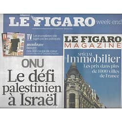 LE FIGARO n°20884 24/09/2011  ONU: le défi palestinien à Israël/ Banque publique/ Sénatoriales/All Blacks/ Fra Angelico