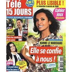 TELE 15 JOURS n°33 29/08/2020  Karine Le Marchand/ "Magnum"/ Jenifer/ Carole Bouquet/ Dorothée