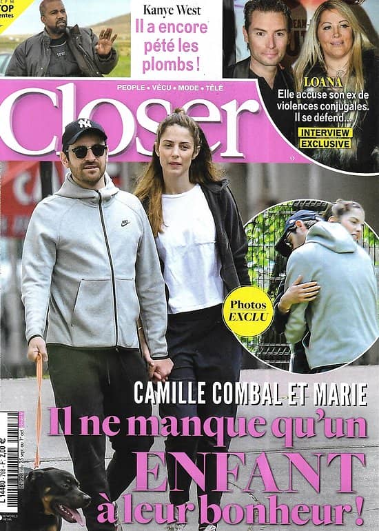 CLOSER n°798 25/09/2020  Camille Combal/ Kanye West/ Loana/ Jennifer Lopez/ Julien Doré/ Gaspard Gantzer