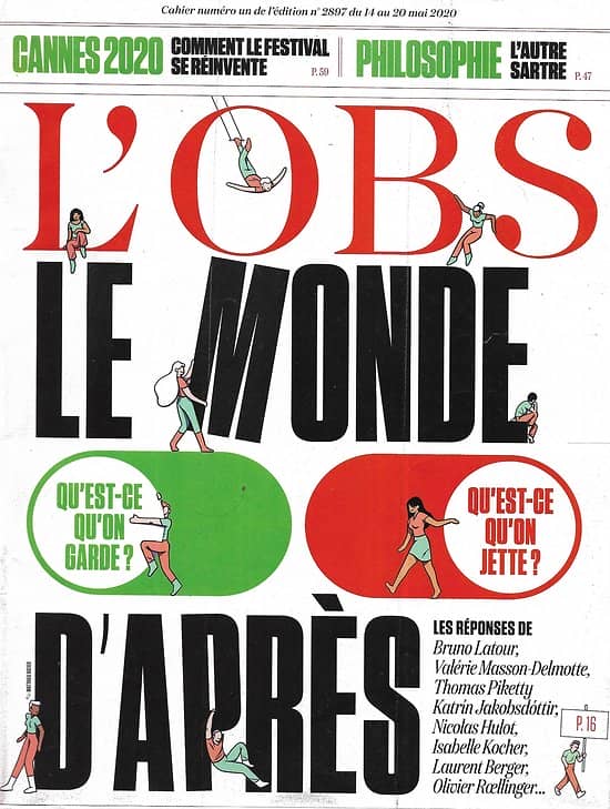 L'OBS n°2897 14/05/2020  Le monde d'après/ Cannes 2020/ L'autre Sartre/ Avenir du livre/ Scientifiques superstars