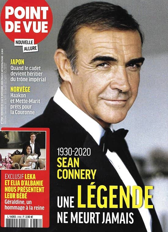 POINT DE VUE n°3768 04/11/2020  Sean Connery, une légende ne meurt jamais/ Marc Levy/ Pierre Casiraghi/ Famille royale de Norvège