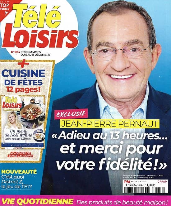 TELE LOISIRS n°1814 05/12/2020  Jean-Pierre Pernaut, adieu au 13H/ Cuisine de fêtes par Hélène Darroze