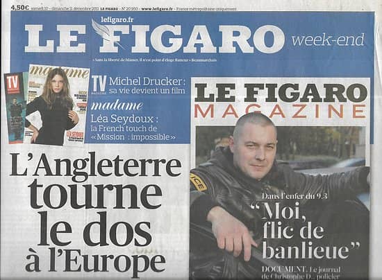 LE FIGARO n°23950 10/12/2011   L'Angleterre tourne le dos à l'Europe/ Les smartphones bousculent le high-tech/ Sir Ben Kingsley