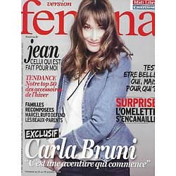 VERSION FEMINA n°654 13/10/2014  Exclusif: Carla Bruni/ Mode: le jean fait pour moi/ Cuisine: l'omelette/ Sur les traces de Shakespeare
