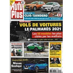 AUTO PLUS n°1694 19/02/2021  Vols de voitures: le palmarès 2021/ Le nouvel Opel Mokka/ Nissa Qashqai/ Clio vs Sandero