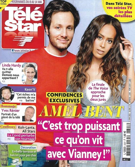 TELE STAR n°2327 08/05/2021  Amel Bent & Vianney "The Voice"/ Hélène de Fougerolles & Bruno Salomone/ Mélanie Laurent/ marie-France Pisier
