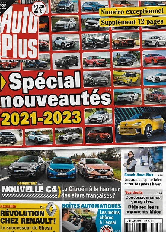 AUTO PLUS n°1690 22/01/2021  Spécial Nouveautés 2021-2023/ Citroën C4/ Ford Mustang Mach-E/ Boîtes automatiques