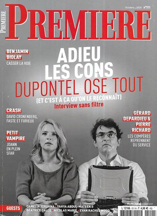 PREMIERE n°511 octobre 2020  Albert Dupontel "Adieu les cons"/ Benjamin Biolay/ "Crash" Cronenberg/ Joann Sfar