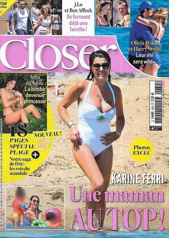 CLOSER n°839 09/07/2021  Karine Ferri, une maman au top!/ Sofia de Suède/ J.Lo & Ben Affleck/ Olivia Wilde & Harry Styles