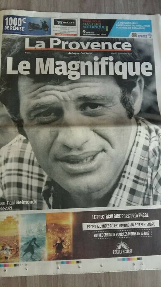 Journal La Provence n°8851 07/09/2021   Le Magnifique: Jean-Paul Belmondo/ Collector
