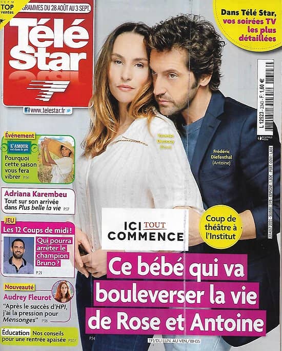 TELE STAR n°2343 28/08/2021  "Ici tout commence" Vanessa Demouy & Frédéric Diefenthal/ "L'amour est dans le pré"/ Audrey Fleurot/ LeÏla Bekhti/ Coluche