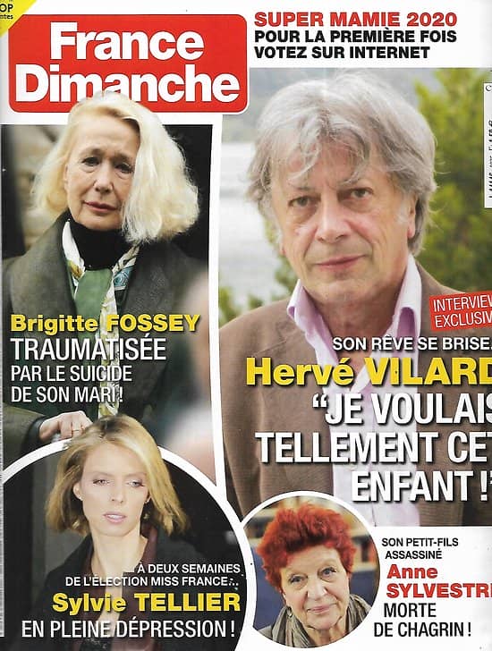 FRANCE DIMANCHE n°3875 04/12/2020  Hervé Vilard/ Brigitte Fossey/ Sylvie Tellier/ Anne Sylvestre/ Mireille Mathieu/ Patrick Bruel/ John Lennon