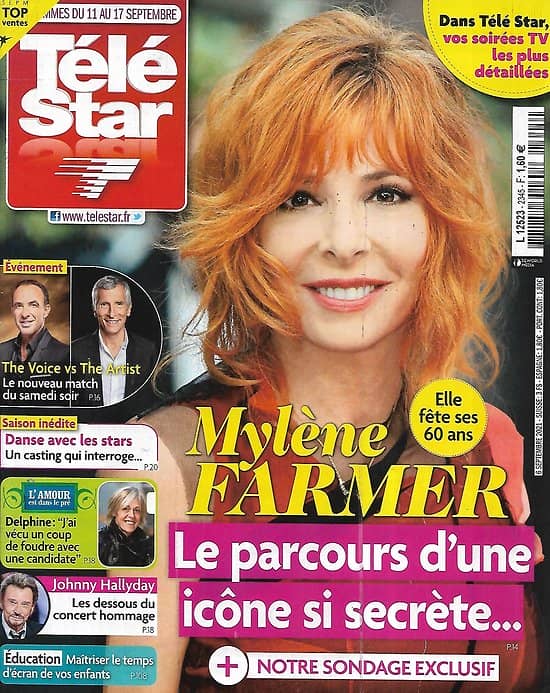 TELE STAR n°2345 11/09/2021  Mylène Farmer/ "The Voice" vs "The Artist"/ Johnny Hallyday/ Virginie Efira