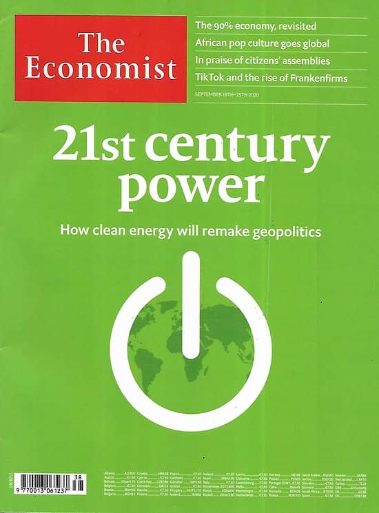 THE ECONOMIST Vol.436 n°9212 19/09/2020  21st century power: clean energy remake geopolitics