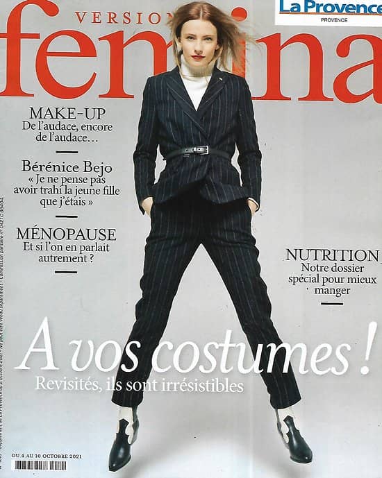 VERSION FEMINA n°1018 04/10/2021  Les costumes revisités/ Bérénice Bejo/ Dossier mieux manger/ La ménopause