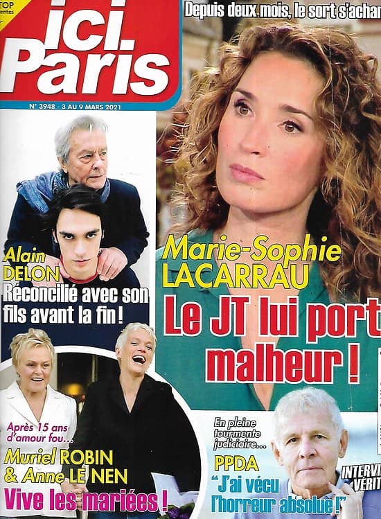 ICI PARIS n°3948 03/03/2021  Marie-Sophie Lacarrau/ Alain Delon/ Muriel Robin/ PPDA/ Serge Gainsbourg/ Angelina Jolie/ Pio Marmaï