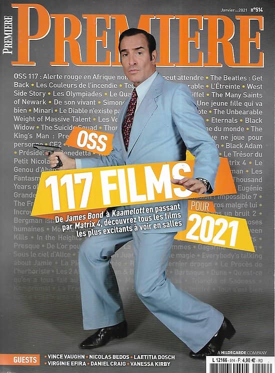 PREMIERE n°514 janvier 2021  "OSS 117" Jean Dujardin/ Les films de 2021/ Vanessa Kirby/ Vince Vaughn/ "Soul" Pixar