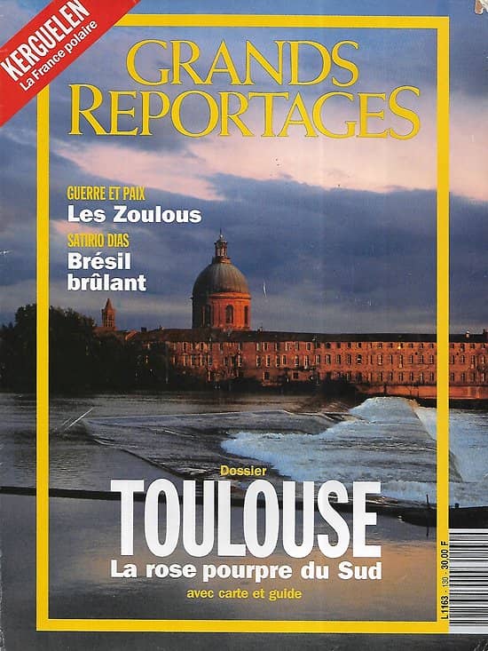 GRANDS REPORTAGES n°130 nov.1992  Toulouse, la rose pourpre du Sud/ Afrique du Sud: les zoulous/ Satirio Dias: Brésil brûlant/ Darjeeling, thé des brumes